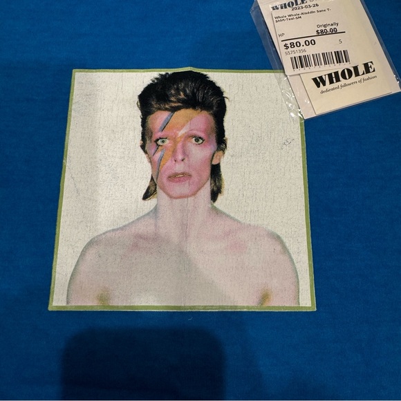 WHOLE Drink This Milk Aladdin Sane T Shirt in Teal David Bowie Graphic Tee - Picture 2 of 6
